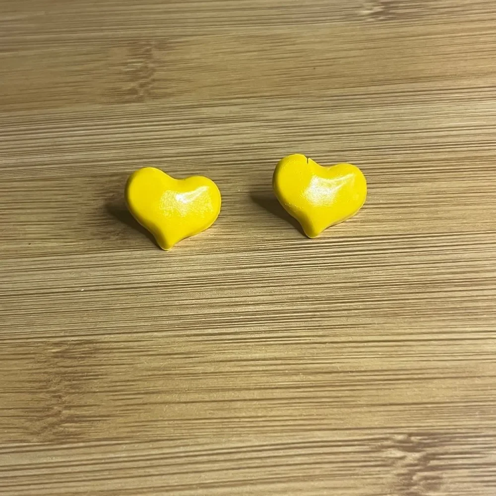 Yellow Heart Stud Earrings